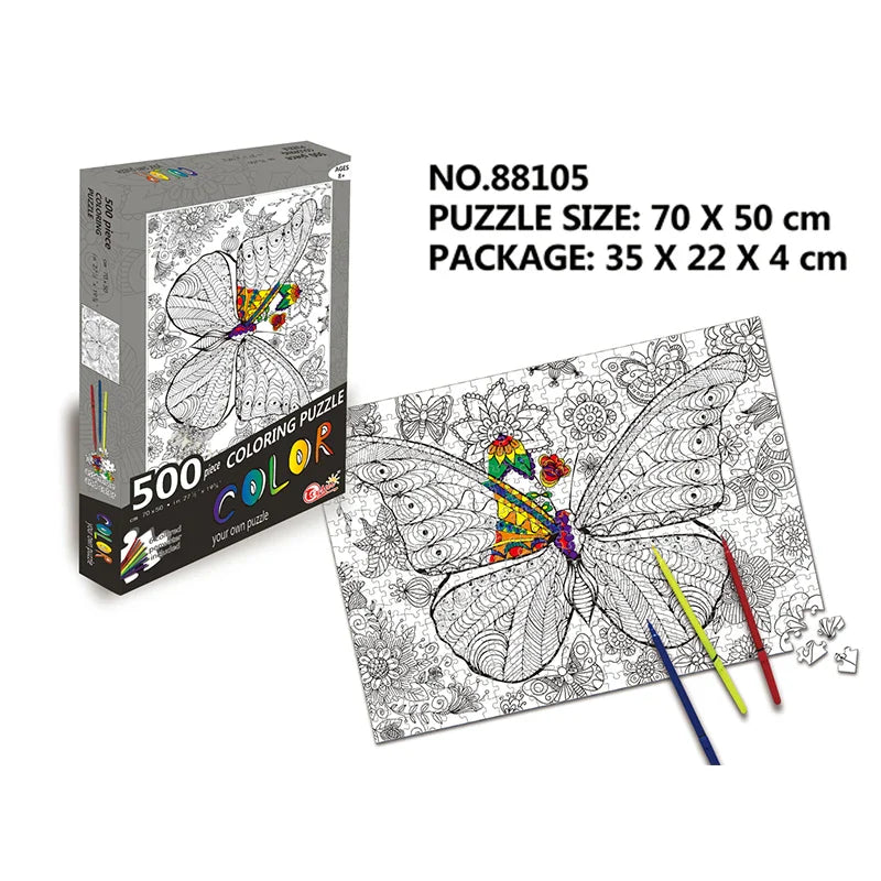 HKM-263827 500pcs Blank Jigsaw Puzzle for DIY Painting - Educational Toy for Ages 8+
