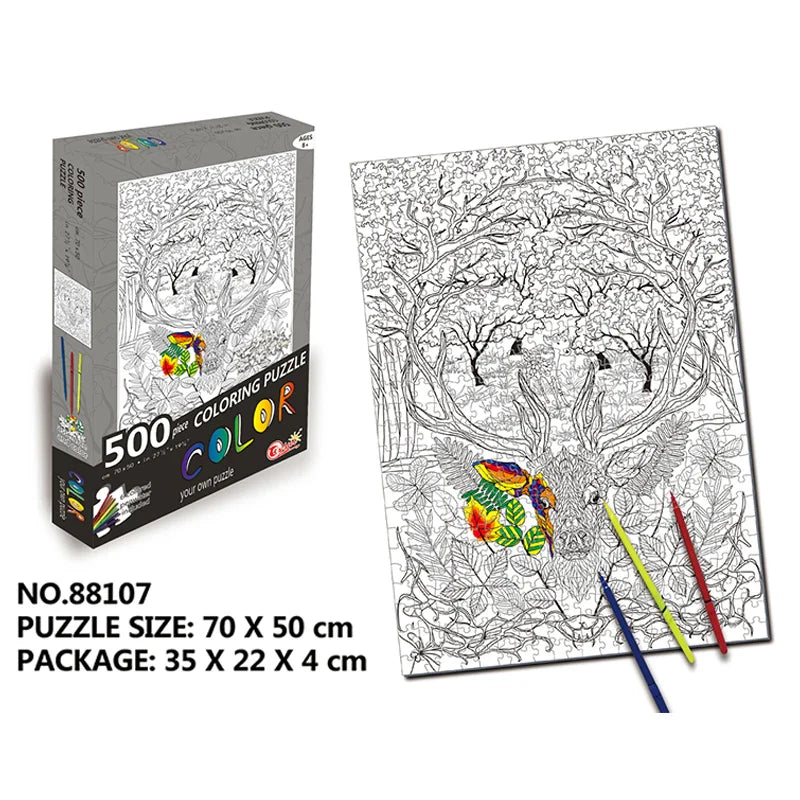 HKM-263827 500pcs Blank Jigsaw Puzzle for DIY Painting - Educational Toy for Ages 8+