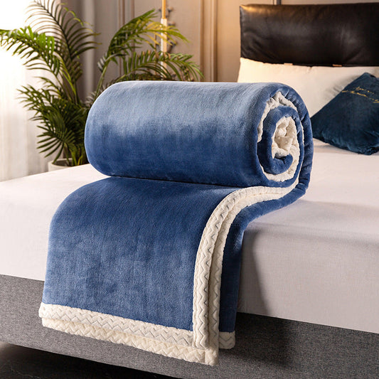 HKM-264019 Double Coral Fleece Blanket - Thick, Soft Polyester Material for Comfort and Warmth