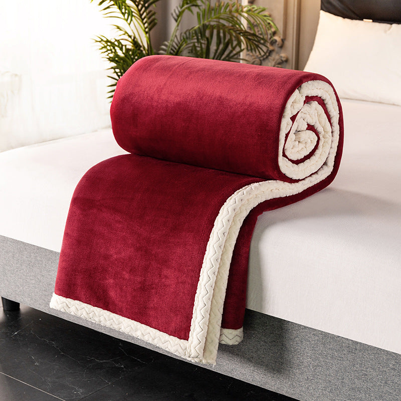 HKM-264019 Double Coral Fleece Blanket - Thick, Soft Polyester Material for Comfort and Warmth