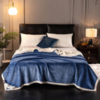 HKM-264019 Double Coral Fleece Blanket - Thick, Soft Polyester Material for Comfort and Warmth