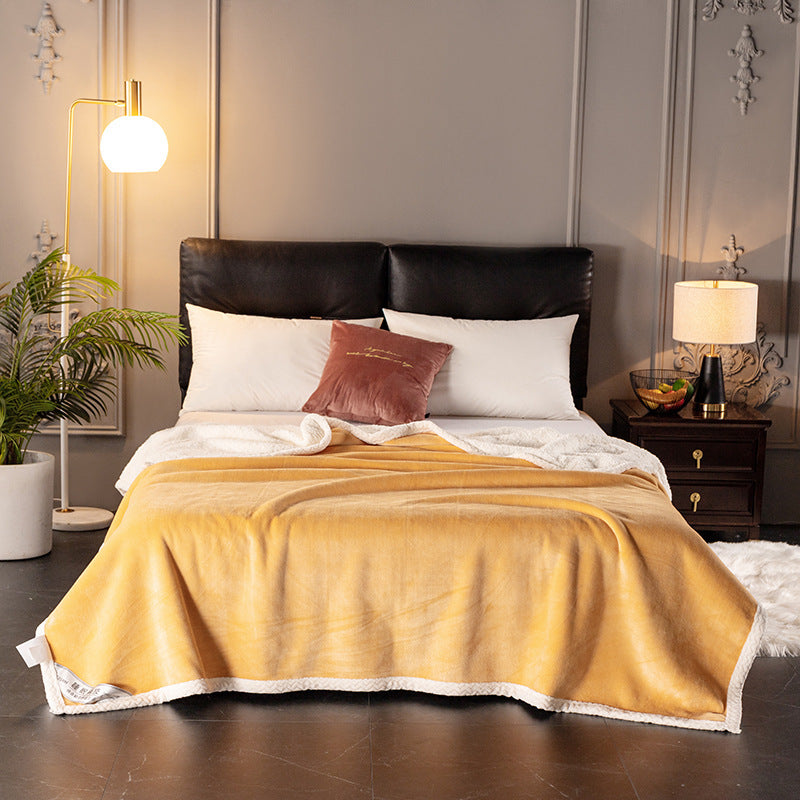 HKM-264019 Double Coral Fleece Blanket - Thick, Soft Polyester Material for Comfort and Warmth