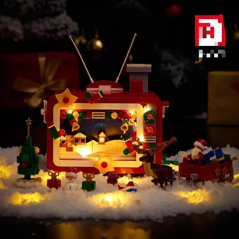 KTX-264083 Christmas TV Train Building Block Set for Kids - Educational Construction Toy for Ages 0-14+