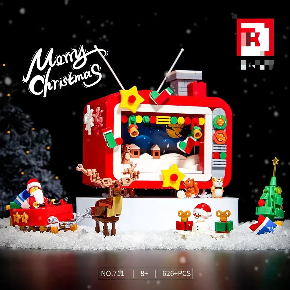 KTX-264083 Christmas TV Train Building Block Set for Kids - Educational Construction Toy for Ages 0-14+