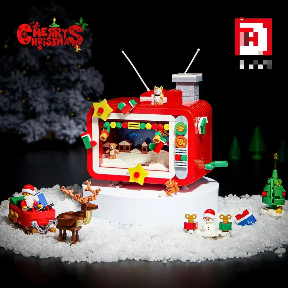 KTX-264083 Christmas TV Train Building Block Set for Kids - Educational Construction Toy for Ages 0-14+
