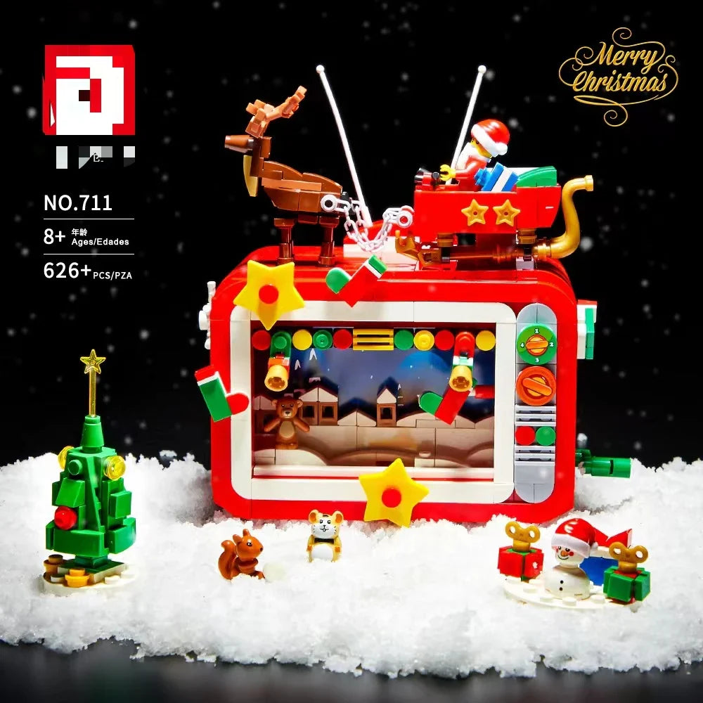 KTX-264083 Christmas TV Train Building Block Set for Kids - Educational Construction Toy for Ages 0-14+