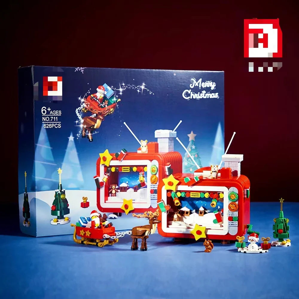 KTX-264083 Christmas TV Train Building Block Set for Kids - Educational Construction Toy for Ages 0-14+