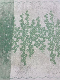 HKM-264083 Embroidered Mesh 3D Dress Fabric with Beads - 5 Yards in Various Colors
