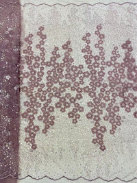 HKM-264083 Embroidered Mesh 3D Dress Fabric with Beads - 5 Yards in Various Colors