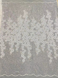 HKM-264083 Embroidered Mesh 3D Dress Fabric with Beads - 5 Yards in Various Colors