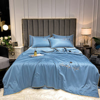 HKM-264083 Washed and Embroidered Ice Silk Quilt Four-Piece Set in Multiple Colors