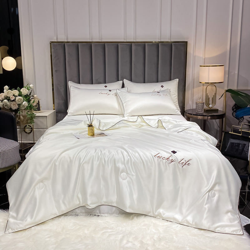 HKM-264083 Washed and Embroidered Ice Silk Quilt Four-Piece Set in Multiple Colors