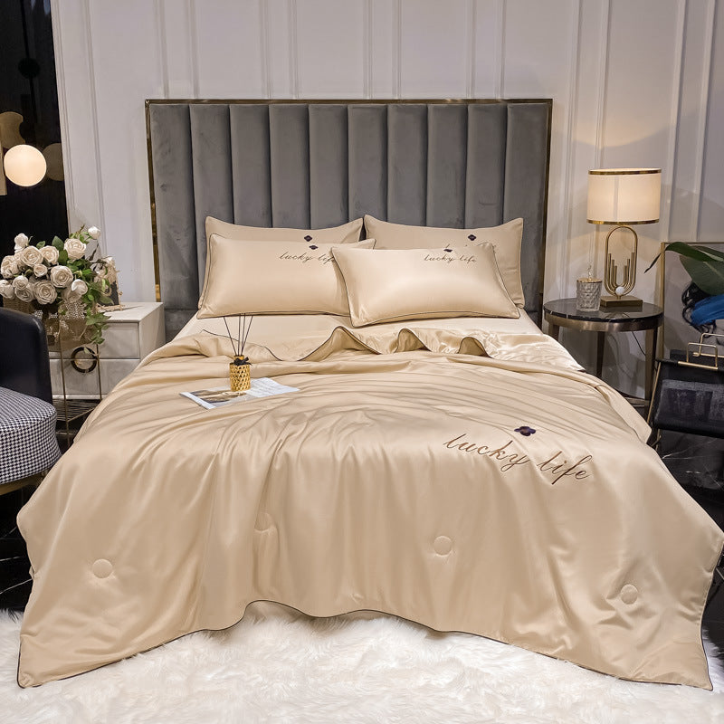 HKM-264083 Washed and Embroidered Ice Silk Quilt Four-Piece Set in Multiple Colors