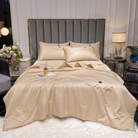 HKM-264083 Washed and Embroidered Ice Silk Quilt Four-Piece Set in Multiple Colors