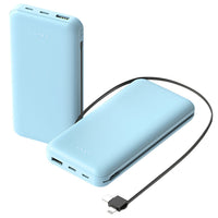 HKM-264275 10000mAh Portable Power Bank with Dual USB-C and LT Cable for Fast Charging All Smartphones and Tablets