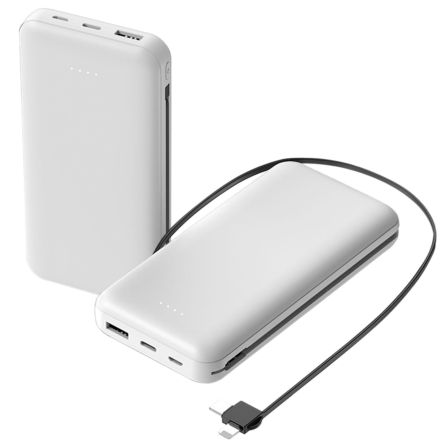 HKM-264275 10000mAh Portable Power Bank with Dual USB-C and LT Cable for Fast Charging All Smartphones and Tablets