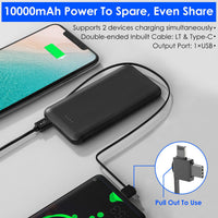 HKM-264275 10000mAh Portable Power Bank with Dual USB-C and LT Cable for Fast Charging All Smartphones and Tablets
