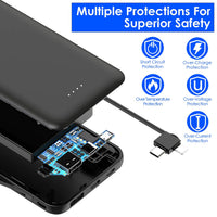 HKM-264275 10000mAh Portable Power Bank with Dual USB-C and LT Cable for Fast Charging All Smartphones and Tablets