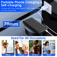 HKM-264275 10000mAh Portable Power Bank with Dual USB-C and LT Cable for Fast Charging All Smartphones and Tablets