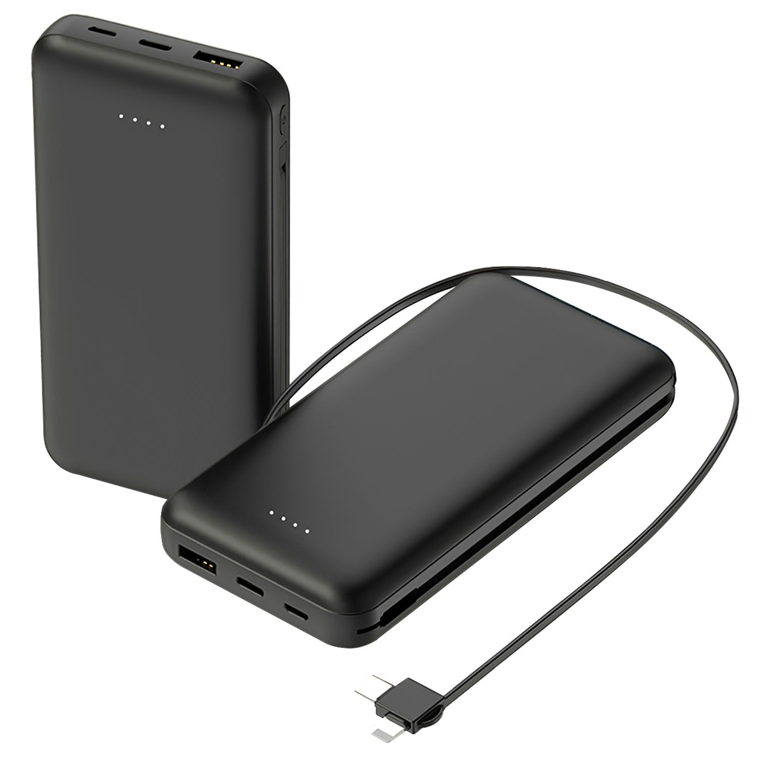 HKM-264275 10000mAh Portable Power Bank with Dual USB-C and LT Cable for Fast Charging All Smartphones and Tablets