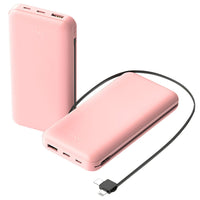 HKM-264275 10000mAh Portable Power Bank with Dual USB-C and LT Cable for Fast Charging All Smartphones and Tablets