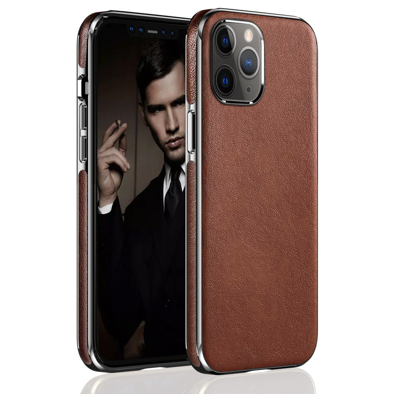 HKM-264339 Electroplating Protective Case for iPhone 12 Pro Mini - Soft PU Leather with Full Body Protection