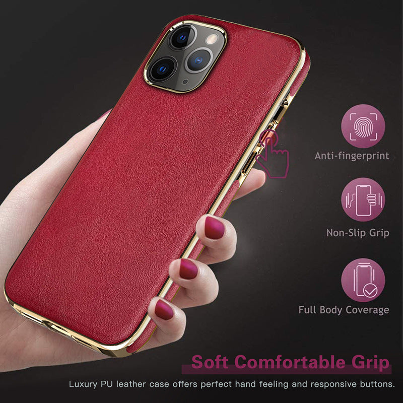 HKM-264339 Electroplating Protective Case for iPhone 12 Pro Mini - Soft PU Leather with Full Body Protection