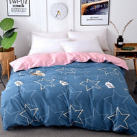 HKM-264403 Cotton Quilt Cover Set for Students - Single & Double Sizes, Modern Designs with Cute Patterns