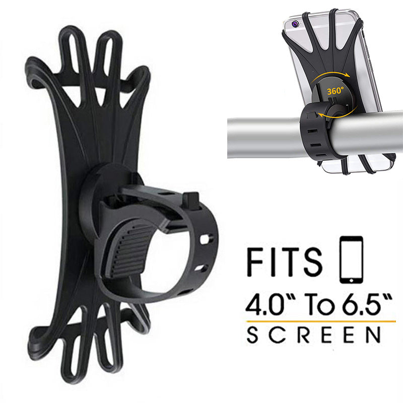 HKM-264467 Universal Bicycle Phone Stand - 360° Rotation, Flexible Silicone & ABS Material, Compatible with Bicycles, Motorcycles, and Scooters