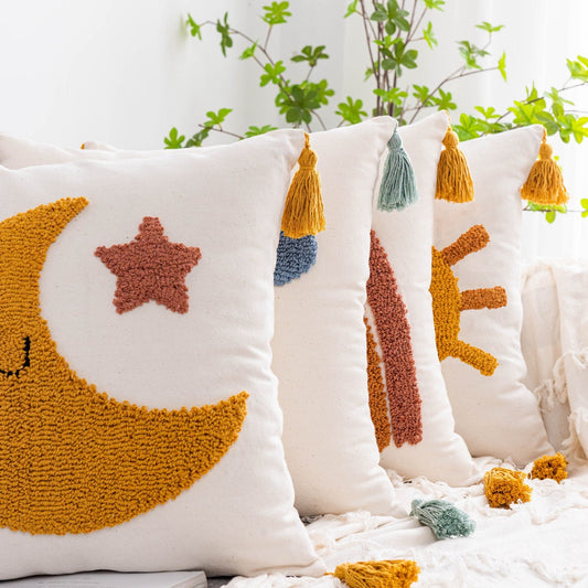 HKM-264531 Bohemian Lap Velvet Cushion Cover - 45x45cm, Polyester & Cotton, Various Colors