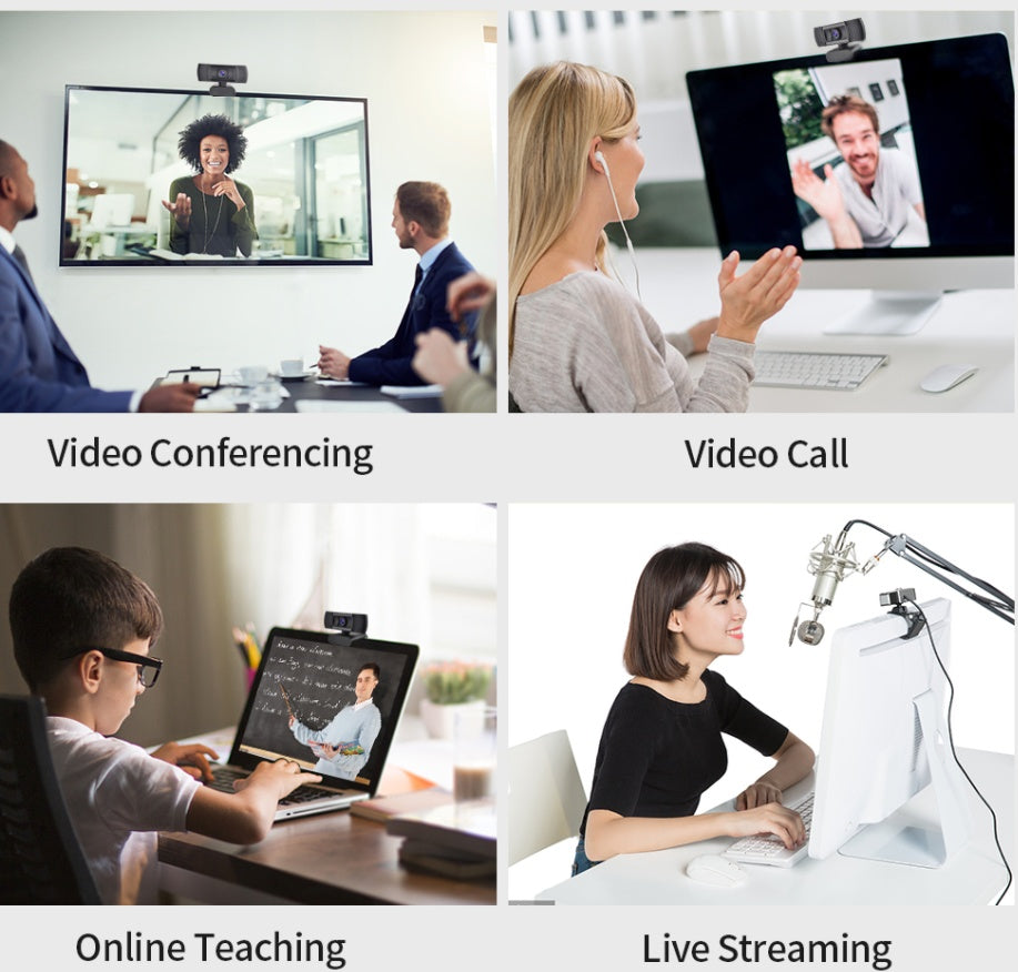 HKM-264595 USB Camera with 2 Million CMOS Pixels, 1920x1080 Resolution, Automatic Focus, and Built-in Microphone