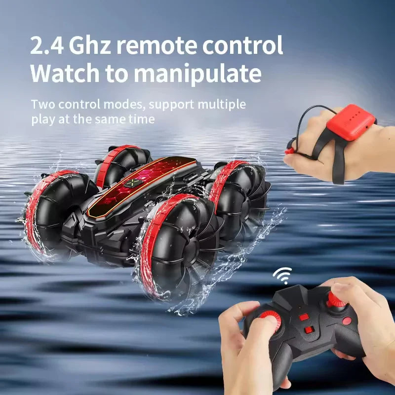 HKM-264659 Dual Control Remote Control Amphibious Stunt Car for Kids - 2.4G Gesture Sensing, 5 Channels, Indoor-Outdoor Fun
