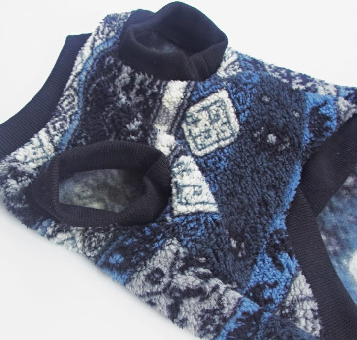 HKM-264723 Cozy Geometric Patterned Winter Vest for Pets – Thick Warm Sweater for Dogs and Cats