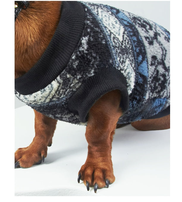HKM-264723 Cozy Geometric Patterned Winter Vest for Pets – Thick Warm Sweater for Dogs and Cats