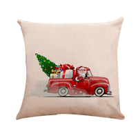 HKM-264787 Christmas Themed Linen Cushion Cover - National Style Landscape Design, 45x45cm