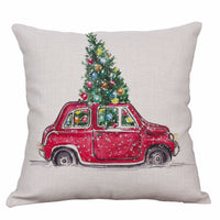HKM-264787 Christmas Themed Linen Cushion Cover - National Style Landscape Design, 45x45cm