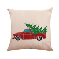 HKM-264787 Christmas Themed Linen Cushion Cover - National Style Landscape Design, 45x45cm