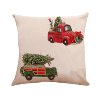 HKM-264787 Christmas Themed Linen Cushion Cover - National Style Landscape Design, 45x45cm