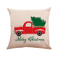 HKM-264787 Christmas Themed Linen Cushion Cover - National Style Landscape Design, 45x45cm