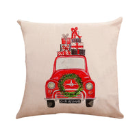HKM-264787 Christmas Themed Linen Cushion Cover - National Style Landscape Design, 45x45cm