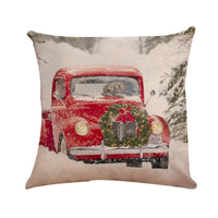 HKM-264787 Christmas Themed Linen Cushion Cover - National Style Landscape Design, 45x45cm