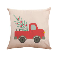 HKM-264787 Christmas Themed Linen Cushion Cover - National Style Landscape Design, 45x45cm