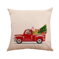 HKM-264787 Christmas Themed Linen Cushion Cover - National Style Landscape Design, 45x45cm