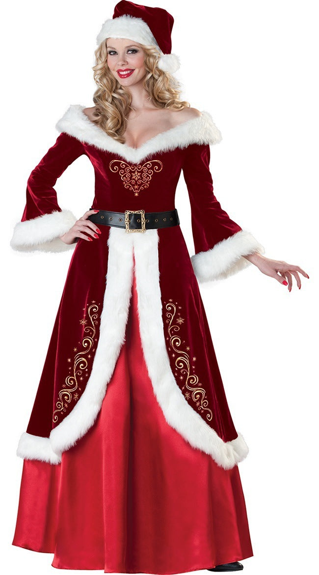 HKM-264851 Christmas Princess Dress for Role Play - Santa Claus Inspired Outfit in Various Sizes