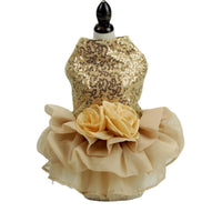 HKM-264851 Elegant Dog Wedding Dress in Black, Gray, or Gold - Sizes XS to XL, Made from Polyester