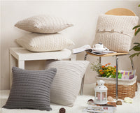 HKM-265619 Vintage European Style Knitted Beige Cushion Cover, 45x45cm, Acrylic Wool