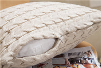 HKM-265619 Vintage European Style Knitted Beige Cushion Cover, 45x45cm, Acrylic Wool