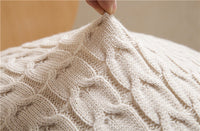 HKM-265619 Vintage European Style Knitted Beige Cushion Cover, 45x45cm, Acrylic Wool