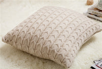 HKM-265619 Vintage European Style Knitted Beige Cushion Cover, 45x45cm, Acrylic Wool