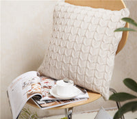 HKM-265619 Vintage European Style Knitted Beige Cushion Cover, 45x45cm, Acrylic Wool